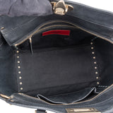 Valentino Black Calfskin Rockstud Small Tote Handbag