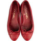 Chanel Red Leather CC Ballet Flats (35)