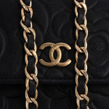 Chanel Embossed Leather Camellia Wallet On Chain Crossbody Bag