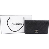 Chanel Glitter Quilted Caviar Leather Strass CC Long Bifold Wallet