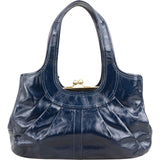 Coach Patent Leather Ergo Pleated Framed Satchel Shoulder Bag