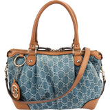 Gucci Monogram Denim GG Sukey Satchel Handbag
