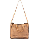 Prada Brown Tones Madras Woven Leather Tote Made In India Handbag