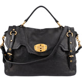 Miu Miu Pebbled Leather Turnlock Satchel Handbag