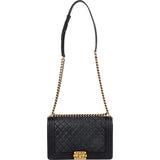 Chanel Quilted Caviar Leather Boy Single Flap Crossbody Bag
