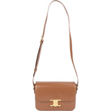 Celine Shiny Calfskin Leather Medium Triomphe Crossbody Bag