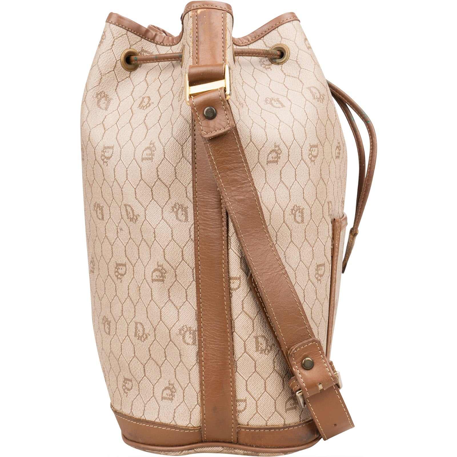 [🔄️B20 / F42] Christian Dior Honeycomb Canvas Bucket Shoulder Bag - vintageandkickz
