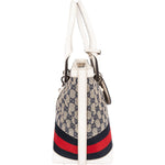 Gucci Monogram GG Canvas Sherry Line White Tote Shoulder Bag - vintageandkickz