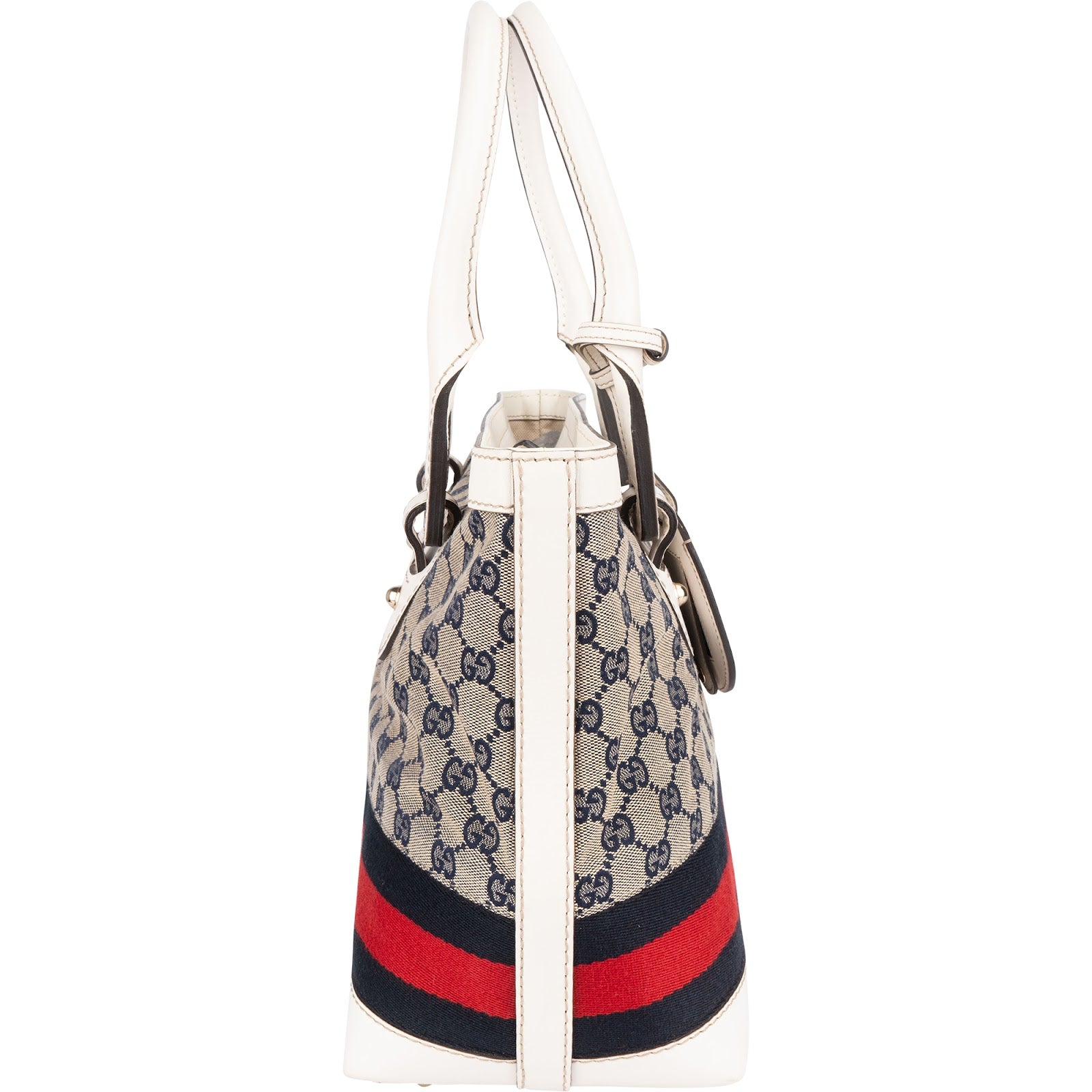 Gucci Monogram GG Canvas Sherry Line White Tote Shoulder Bag - vintageandkickz