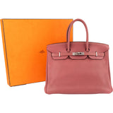 Hermès Bois De Rose Taurillon Clemence Leather Palladium Birkin 35 Handbag
