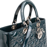 Christian Dior Cannage Patent Leather Medium Lady Dior Handbag
