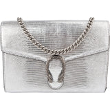 Gucci Lizard-Embossed Metallic Leather Dionysus Wallet On Chain Crossbody Bag