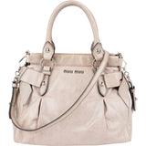 Miu Miu Vitello Lux Leather Bow Small Hobo Handbag