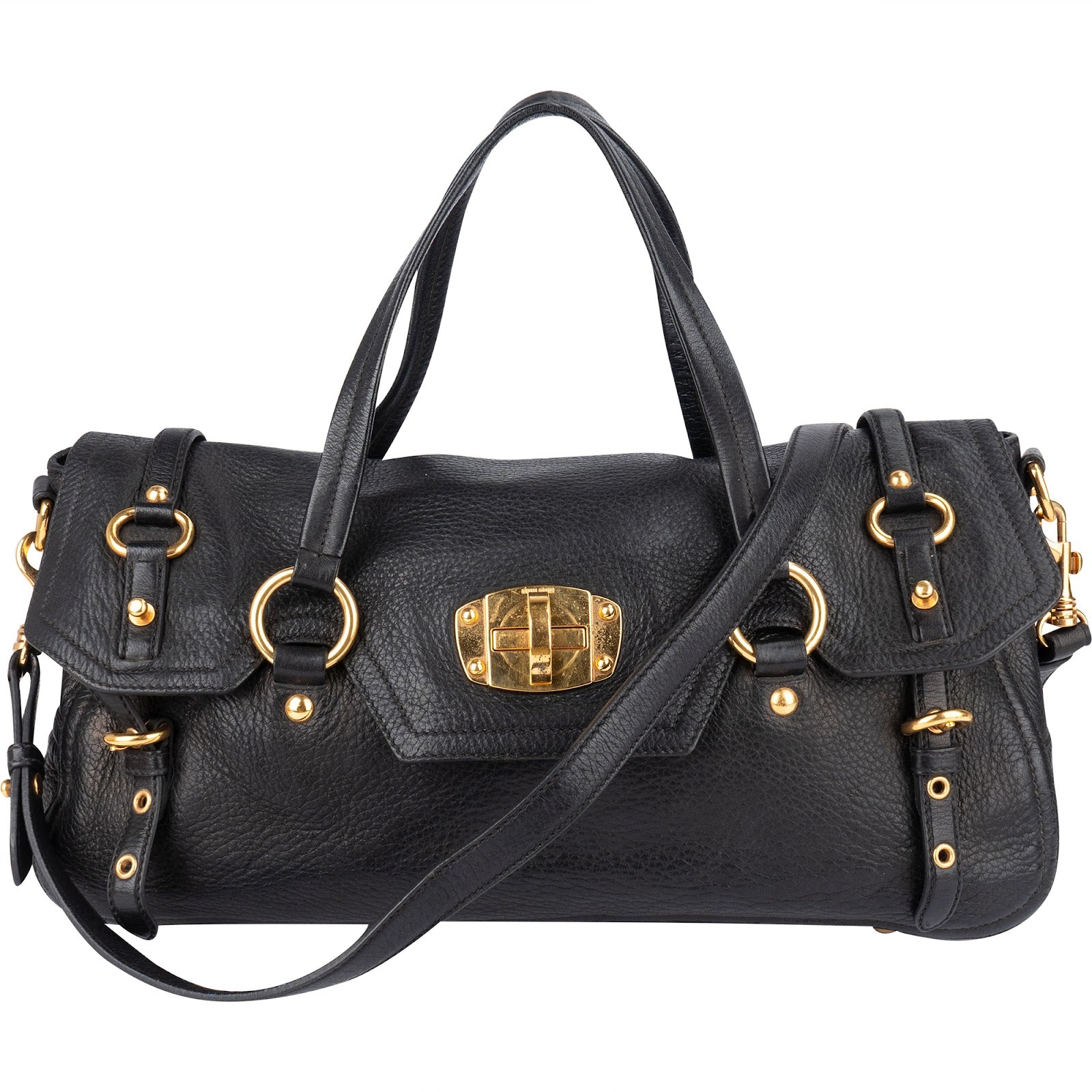 [🔄️B23 / F50] Miu Miu Vitello Lux Cofer Shoulder Bag - vintageandkickz