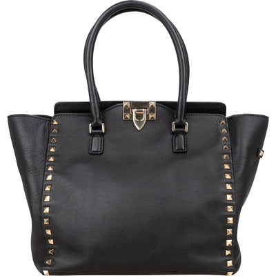 Valentino Garavani Black Leather Rockstud Handbag