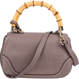 Gucci Lilac Pebbled Leather New Bamboo Top Handle Handbag