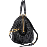 [🔄️B24 / F15] Miu Miu Black Matelassé Nappa Leather Top-Handle Bag Handbag - vintageandkickz