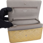 Chanel Ribbed Metallic Patent Leather Wallet On Chain Crossbody Bag - vintageandkickz