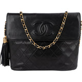 Chanel Quilted Lambskin CC Tassel Single Flap Crossbody Bag