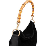 Gucci Suede Bamboo Handle Tote Handbag