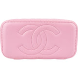 Chanel Pink Green Bicolor Quilted Lambskin Top Handle Vanity Case Crossbody Handbag