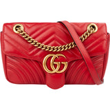 Gucci Chevron Matelassé Leather GG Marmont Medium Shoulder Crossbody Bag
