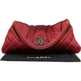 Chanel Quilted Satin Pleated Flap Clutch Bag
