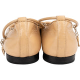 Chanel Bicolor Crinkled Leather Cap-Toe Chain Ballerina Flats (36)