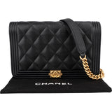 Chanel Quilted Caviar Leather Boy Wallet On Chain Crossbody Bag