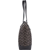 Coach Black Leather Monogram Signature Zip Tote Shoulder Bag
