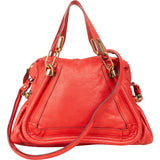 Chloé Red Grained Leather Paraty Shoulder Handbag