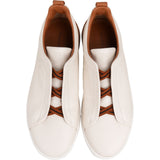 Zegna White Leather Triple Stitch Sneakers (UK8,5 / US9,5 / EU 44)