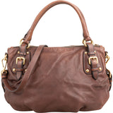 Prada Brown Calfskin Leather Hobo Shoulder Bag
