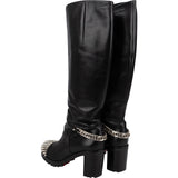 Christian Louboutin Black Leather Trapman Spikes Knee High Boots (36)