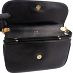 Celine Black Leather Triomphe Shoulder Bag - vintageandkickz