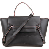 Céline Black Boxcalf Leather Pink Edges Belt Handbag