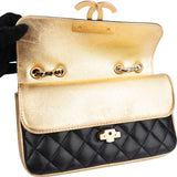 Chanel Quilted Lambskin and Metallic Leather Double Flap Crossbody Bag