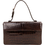 Prada Brown Exotic Croc Leather Top Handle Mini Handbag