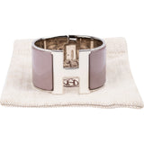 Hermès Silver Tone Lilac Clic H Wide Bracelet