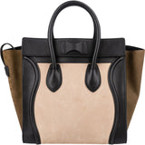 Céline Suede Tricolor Leather Luggage Handbag