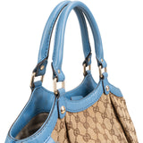 Gucci Monogram GG Canvas Blue Leather Sukey Handbag
