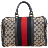Gucci Monogram GG Canvas Web Stripe Boston 30 Handbag