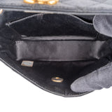 Chanel Black Quilted Satin 24K Gold Mini Single Flap Crossbody Bag