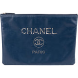 Chanel Grained Calfskin Studded O Clutch Bag