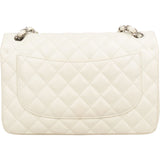 Chanel Quilted Caviar Leather Palladium Jumbo Double Flap Crossbody Bag