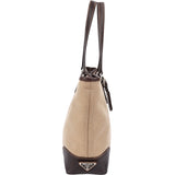Prada Canvas Jacquard Emblem Tote Shoulder Bag