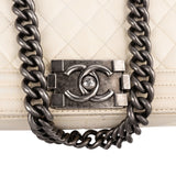 Chanel Quilted Patent Leather Medium Single Flap Boy Crossbody Bag