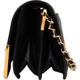 Prada Black Leather Metal Corner Single Flap Crossbody Bag