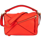 Loewe Red Grained Calfskin Puzzle Handbag
