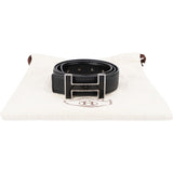 Hermès Black Leather H Emaille Buckle Belt (80)